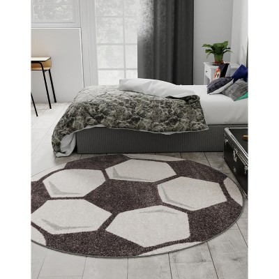 Unique Loom Whimsy Kids Soccer Ball Soccer Indoor Woven Area Rug