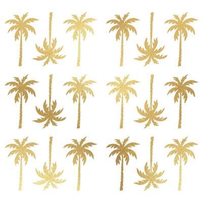 Palm Tree Peel and Stick Wall Decal Gold Foil - RoomMates: Modern Vinyl Botanical Decor, 18pc