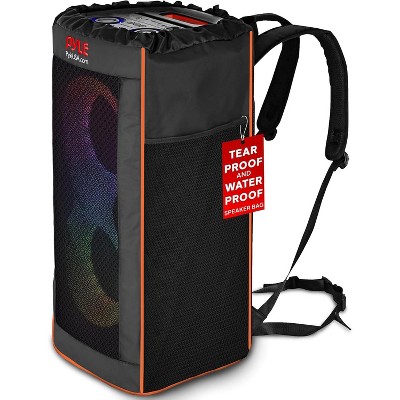 Pyle Waterproof and Tear-Proof Soft Carrying Speaker Bag - Portable Travel Case for Bluetooth Speaker (Black)