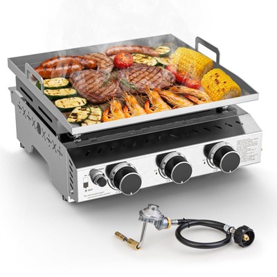 Kismile 2/3 Burner Food Grade SUS304 Tabletop Griddle, 16,000 BTU 310 Sq. In. Portable Propane Gas Griddle