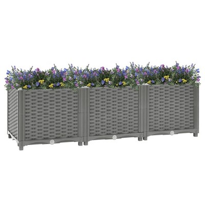 vidaXL Raised Bed Light Grey Polypropylene Medium Planters - 47.2" x 15.7" x 15"