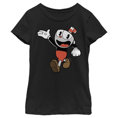 Girl's Cuphead Friendly Hello Cuphead T-Shirt