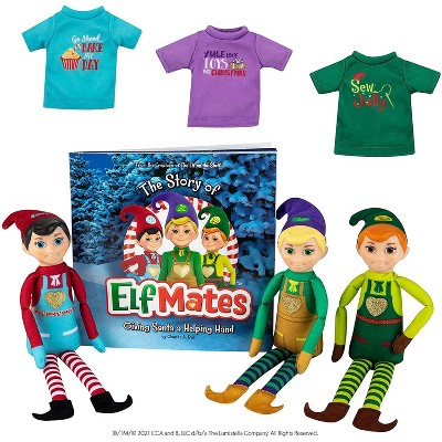 The Elf on the Shelf Elf Mates Super Combo, Includes Chef, Toy Maker, and Cobbler Elves with T-Shirts and Storybook