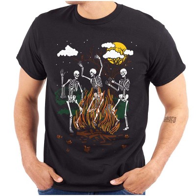 Halloween Campfire Dancing Skeletons Graphic T Shirt Men or Women Brisco Brands