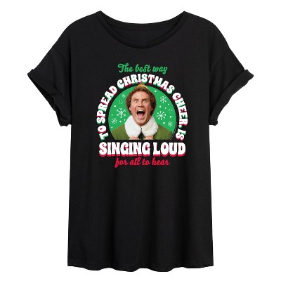 Women's - ELF - Christmas Singing Oversized Graphic T-Shirt