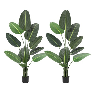 Artificial Bird of Paradise Plant, Faux Banana Leaf Tree, Tropical Palm Tree for Indoor Outdoor