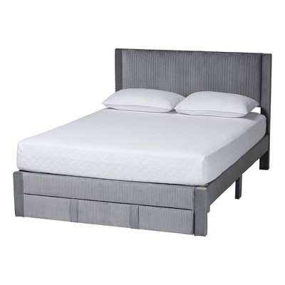 Baxton Studio Elora Pleated Velvet Storage Bed