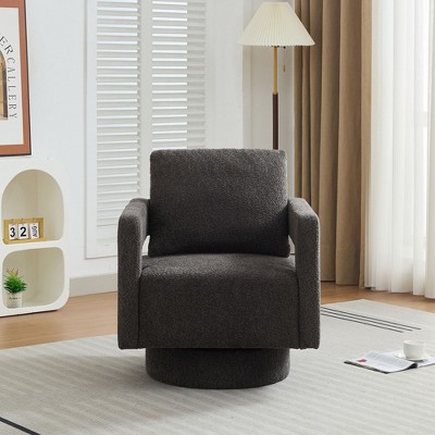 Kumasinova 29.13" Square Swivel Accent Chair,Arm Chair with Open Back,360° Rotating Comfy Reading Chair with Removable Cushion for Living Room,Hotel