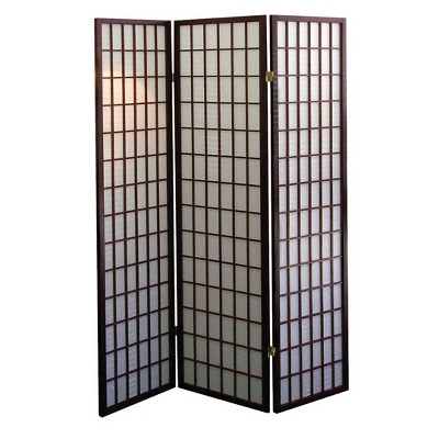 Wooakway 70"H Japanese Style Cherry Finish 3 Panel Room Divider Folding Privacy Screen Shoji Inspired Partition for Home Office
