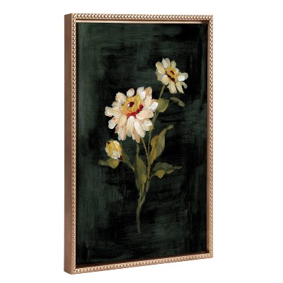 18"x24" Sylvie Beaded White Zinnia Framed Canvas by Annie Quigley Gold - Kate & Laurel All Things Decor