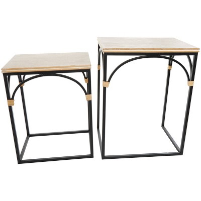 Olivia & May Metal Arched Accent Table: Set of 2, No Assembly, Indoor Use, Modern Farmhouse Style