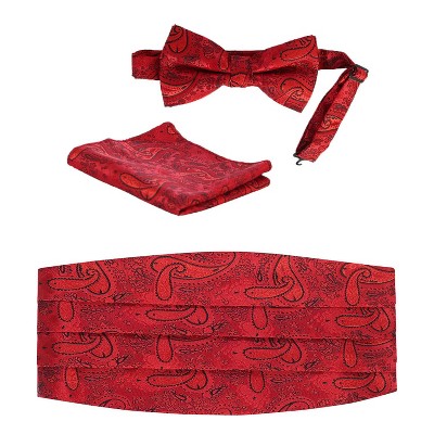 Gioberti Men's Adjustable Satin and Paisley Cummerbund Set