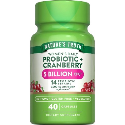 Nature's Truth Probiotics for Women with Cranberry | 5 Billion Active Cultures | 40 Vegetarian Capsules