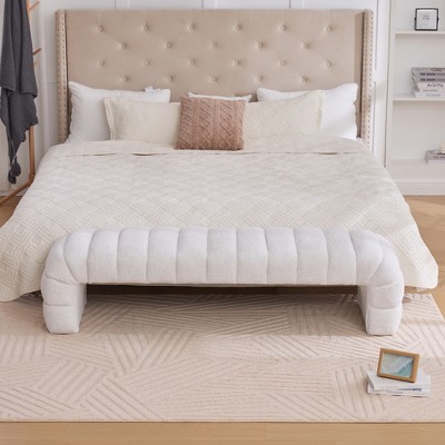 GDFStudio Xerath Modern 69.7" Chenille Upholstered Tufted Bench