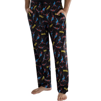 Marvel Comics Men's Spiderman Comic Allover Print Loungewear Pajama Pants Black