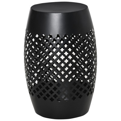 MOEPISY 12.5 in Steel Patio End Table, Round Hollow Drum Side Table, Accent Table for Indoor and Outdoor
