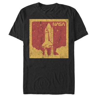 Men's NASA Red And Orange Rocket Launch Poster T-Shirt