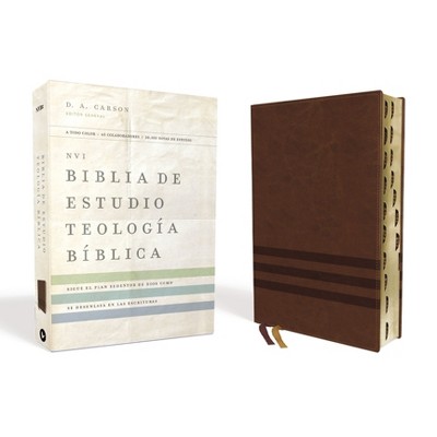 Nvi, Biblia de Estudio Teología Bíblica, Interior a Cuatro Colores, Leathersoft, Café, Con Índice - by  Vida (Leather Bound)