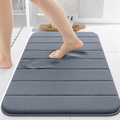 MEMORY FOAM BATH MAT 30X20 INCH - ULTRA SOFT ABSORBENT, THICK NON-SLIP & MACHINE WASHABLE FOR SINK/SHOWER, DARK GREY