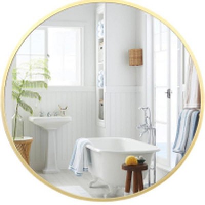 Bathroom Mirror, Rounded Corner Metal Framed Rectangular Vanity Mirror, Hangs Horizontally or Vertically