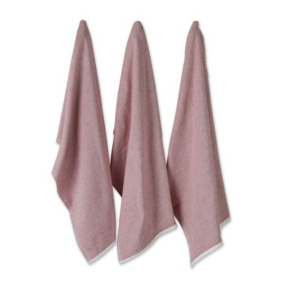 Design Imports Barn Red French Terry Chambray Solid Dishtowel Set/3