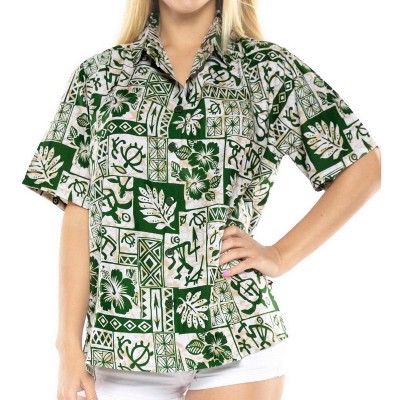 LA LEELA Women's Summer Tie-up Blouse Tops Vacation Beach Button Down Short Sleeve Hawaiian Overshirt Shirt For Women