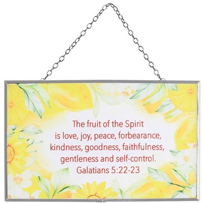 Dicksons SUNCG-2009 Fruit of The Spirit Lemon Yellow and White 8 x 5 Inch Metal and Glass Suncatcher with Suction Cup