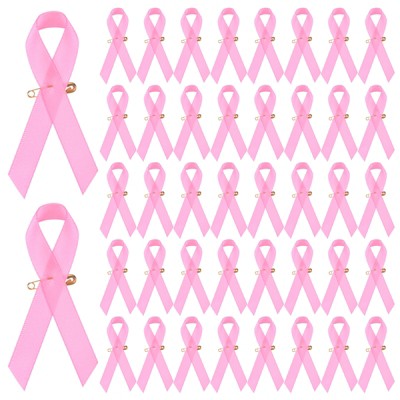 Unique Bargains Satin Awareness Ribbons with Safety Pins 100 Pcs