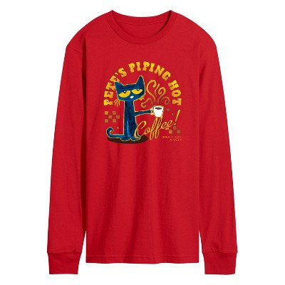 Men's - Pete the Cat - Piping Hot Coffee Long Sleeve Graphic T-Shirt