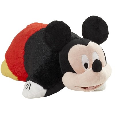 Small Disney Mickey Mouse Kids' Plush - Pillow Pets: Novelty Throw Pillow, Polyester, Black & Red, 16"x9", Indoor Use