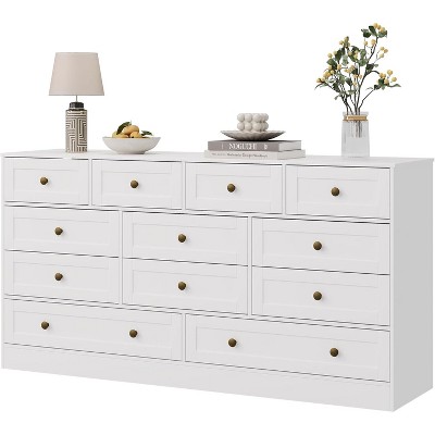 12-Drawer Wood Dresser & TV Stand for 65" TVs, Modern Wide Storage Organizer for Bedroom, Living Room & Hallway