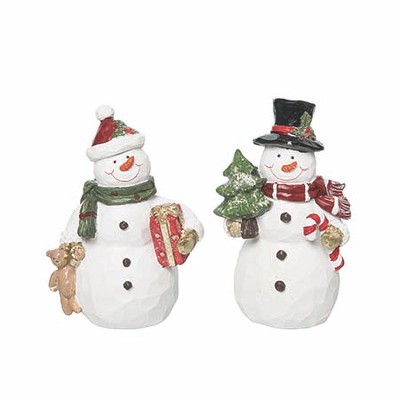 Transpac Resin Snowman Figurines Set of 2 for Christmas Home Decorations Tabletop Mantel Indoor Gift Giving