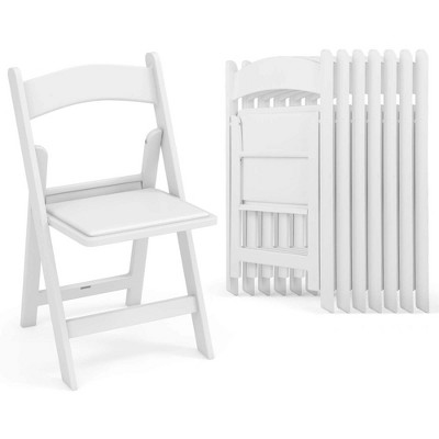 Costway 4/8/12/16/20 Pack Resin Folding Chairs with Padded Seat All-Weather Resin Frame Patio