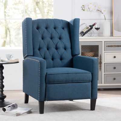 PU Manual Wingback Recliner Chair with 3-Position Adjustment and Decorative Nailhead Trim