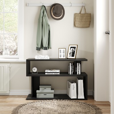 Tree City 24'' Rustic Entryway Console Table Bookcase with Multi-Tier Open Shelves