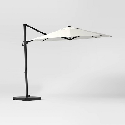 10' Round Solid Solar Offset Outdoor Patio Cantilever Umbrella with Black Pole - Threshold™