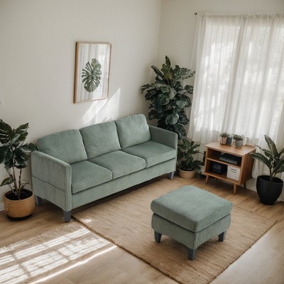 ORRD L-Shaped Sofa with Padded Cashmere, Modern Sectional Couch for Living Room or Apartment, Olive Green