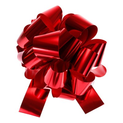 Unique Bargains Wedding Christmas Bright Metallic Gift Wrapping Large Pull Bows Ribbon 1 Pc Red 16 inch