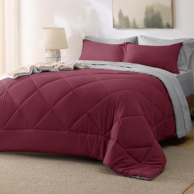 Bedsure Comforter Set – Bed in a Bag with Contrast Color Solid Design, Soft All-Season Bedding Set