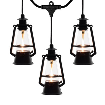 Novelty Lights 10 Light LED Flicker Flame Oil Lamp String Set 20ft - Black Wire