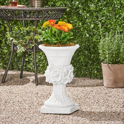 Syemin Planters Interesting Concrete Flower Pot, Outdoor Home Garden Decor, Decorative Plant Pots, Balcony, White 14.5"*14.25"*14.25"