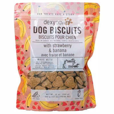 Dexypaws Strawberry, Banana & Coconut Dog Biscuits 12oz - Natural Pet Treats