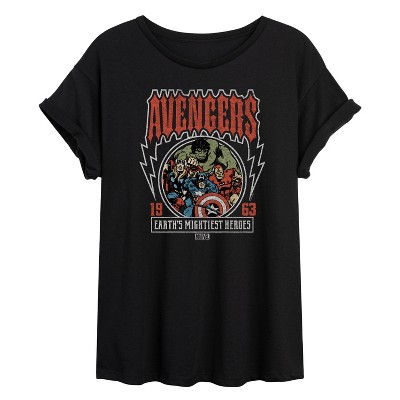 Women's - Marvel - Avengers Band Tee Style Oversized Graphic T-Shirt