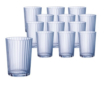 Bormioli Rocco Exclusiva Gin Fizz Glasses, Set of 12 - Sapphire Blue 17 Oz. Tumblers, Laser Cut Rim & Star Glass Clarity - Durable Glasses
