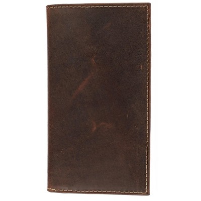 CTM Hunter Leather Distressed Checkbook Cover Wallet