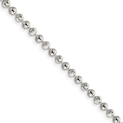 Black Bow Jewelry 3mm Sterling Silver Fancy Bead Chain Necklace