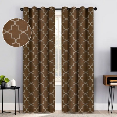 Vintage Geometric Trellis Room Darkening Semi- Blackout Curtains, Set of 2 by Blue Nile Mills