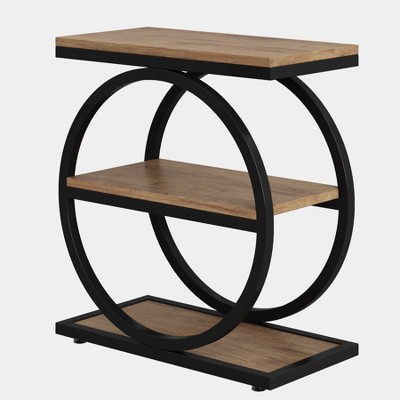 Tribesigns Industrial Narrow End Table with 3 Storage Shelves for Living Room