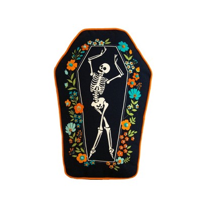 C&F Home Dancing Halloween Skeleton Floral Flowers 100% Cotton Accent Pillow 12.5" x 18"