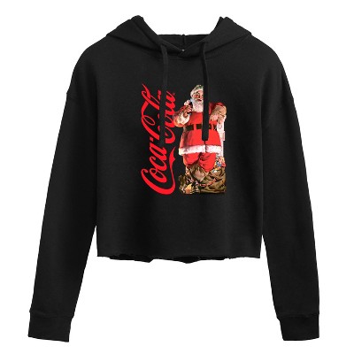 Women's - Coca-Cola - Vintage Santa With Presents Cropped Graphic Hoodie